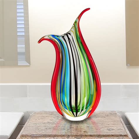 Dale Tiffany 16 5 In Cambay Multi Colored Hand Blown Art Glass Vase Av12307 The Home Depot