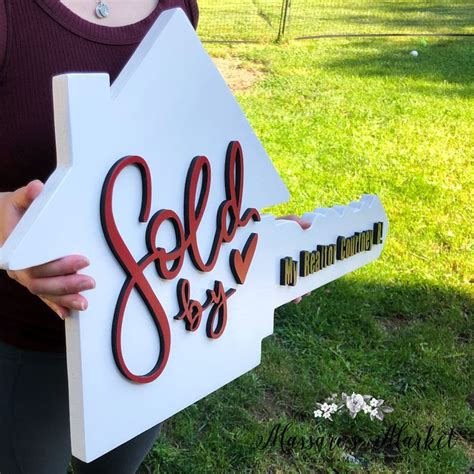 Key Shape Sold Sign Realtor Sign Sold By Custom White My Realtor
