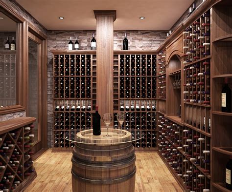 Custom Traditional Wine Cellar Rustic Stone And Wood Design