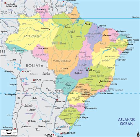 Grande Mapa Político Y Administrativo De Brasil Con Principales