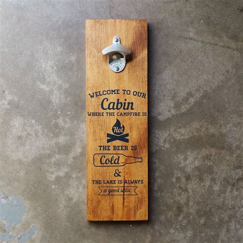 Cabin Wood Wall Mount Beer Bottle Opener By Firesidegoods On Etsy