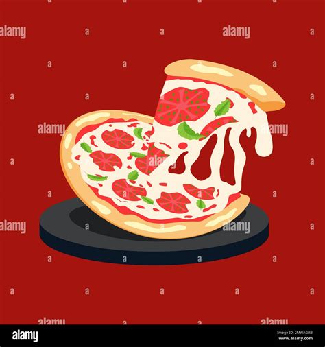 Delicious Margarita Pizza Fast Food Illustration Stock Vector Image