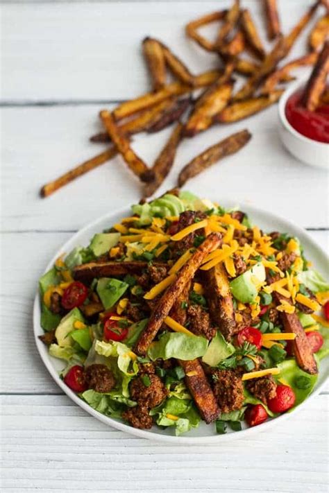 Loaded Cheeseburger French Fry Salad Half Baked Harvest