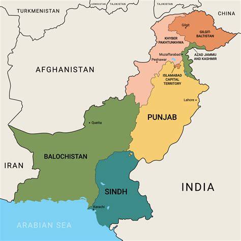 Pakistan Regions Map Vector Art At Vecteezy