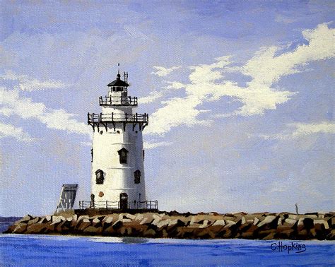 Saybrook Breakwater Lighthouse Old Saybrook Connecticut Painting By