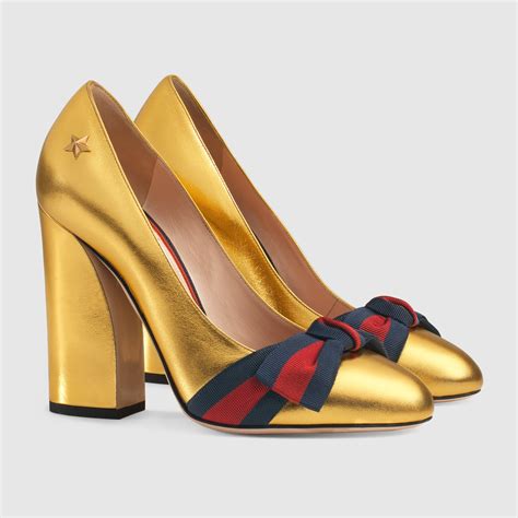 Metallic Leather Pump Gucci Womens Pumps 432043b8m608084