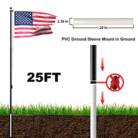 scwn flag poles for outside house in ground 25ft sectional aluminum extra thick heavy duty