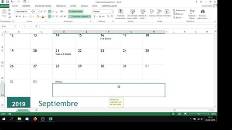 Calendario Agenda Hecho En Excel Youtube