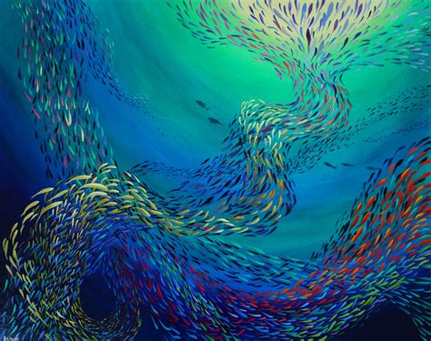 Fish Funnel Abstract Painting Original Deep