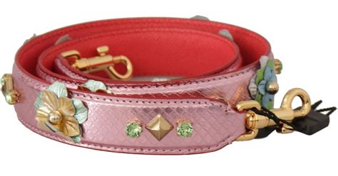 Dolce And Gabbana Metallic Pink Leather Studded Shoulder Strap In Red Lyst