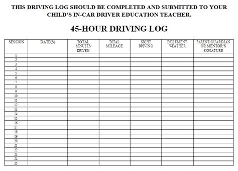 Printable Driver Log Book Template 5 Best Documents
