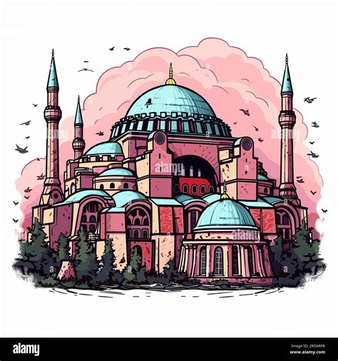 Hagia Sophia Hagia Sophia Hand Drawn Comic Illustration Vector Doodle