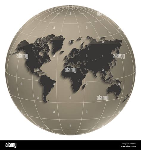 World Map Globe Earth Globus Geographic Coordinates Brown Raster Stock