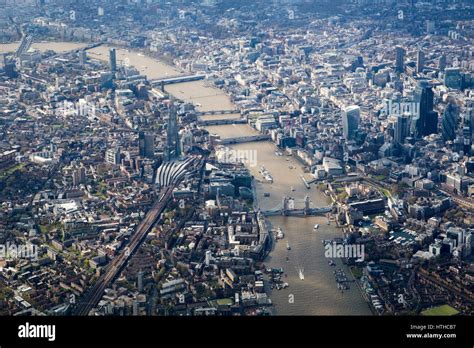 Aerial View Of Central London From The E On A Sunny Day Looking Along