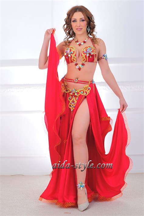 Red Belly Dancing Costume Aida Style