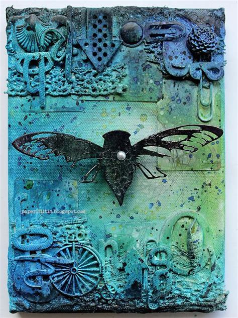 Umwowstudio Oily Cicada An Altered Canvas By Riikka Mixed Media
