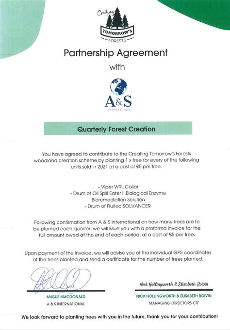 Partnership Certificate A And S International