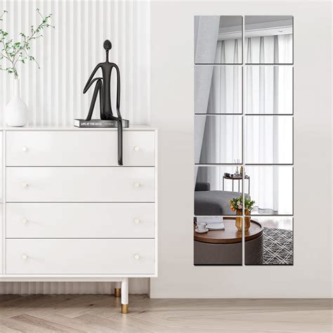Buy Full Body Length Wall Mirrors 8pcs Acrylic Plexiglass Mirror Wall Mounted Frameless Mirror
