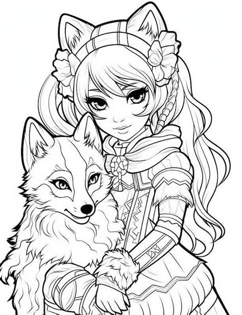 Wolf Cute Anime Coloring Pages Printable Templates Protal