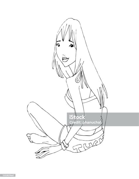 ilustración de feliz mujer de dibujos animados garabatos joven adolescente hermosas chicas
