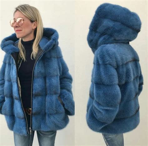 Winters Blues Fur Hood Coat Fur Coat Winters Blues Jackets