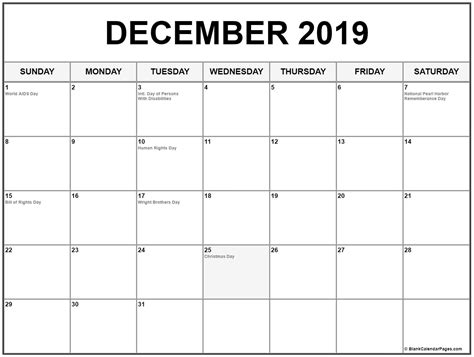 December 2019 Calendar With Holidays Qualads