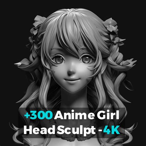 artstation 300 anime girl head sculpt 4k vol 02
