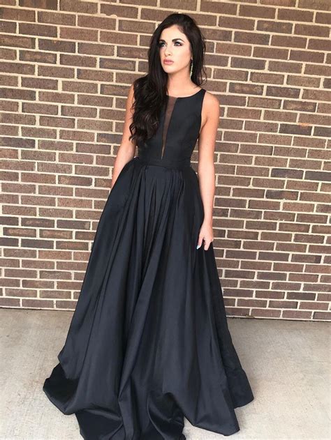 Black Sleeveless Satin Formal Dressesblack Plus Size Prom Dresses On