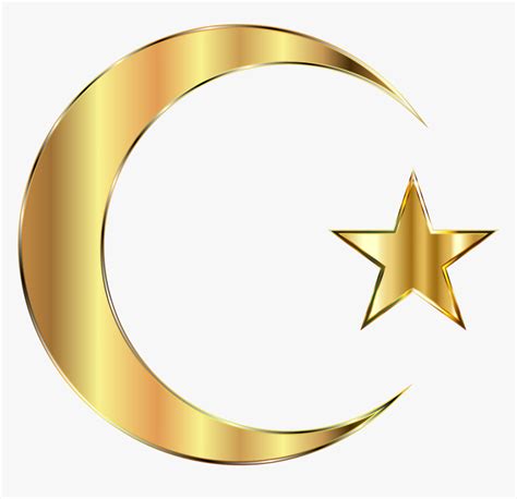 Golden Moon Crescent Gold Star And Crescent Hd Png Download