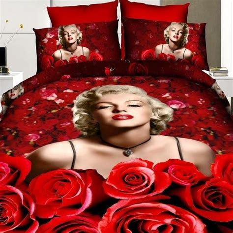 3d Marilyn Monroe Bedding Set Kingqueen Size 100 Cotton Duvet Cover Set 4 Pieces In 2020