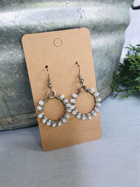 White Beaded Flower Earring Cute Earrings Unique Items Products