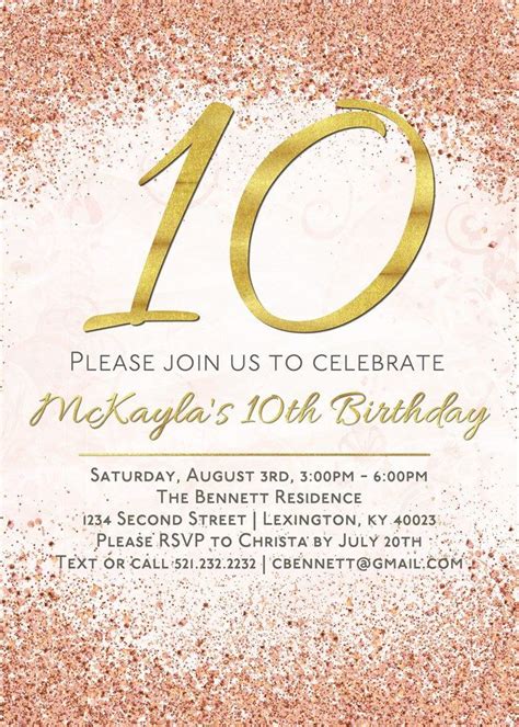 10th Birthday Invitation 10th Birthday Invitation Girl 10th Etsy