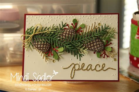 Christmas Cards Stampin Up Pretty Pines Thinlits Softly Falling