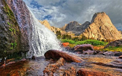 Download Landscape Mountain Nature Waterfall Wallpaper