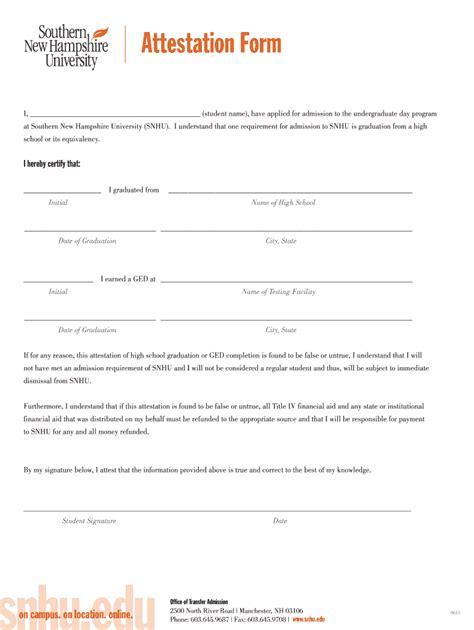Snhu Attestation Form Fill Online Printable Fillable Blank Pdffiller