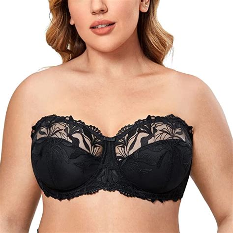Aisilin Womens Strapless Bra Underwire Lace Unlined Sexy Plus Size
