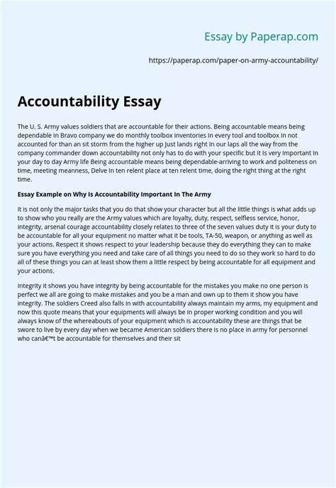 Accountability Essay Free Essay Example