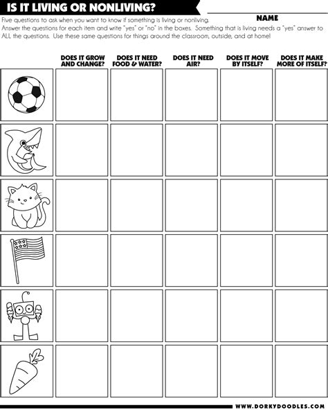 The atia is the global leader in assistive technology (at) education and research and the premier organization for at manufacturers, sellers and providers. Is it Living? Free Printable Worksheet - Dorky Doodles