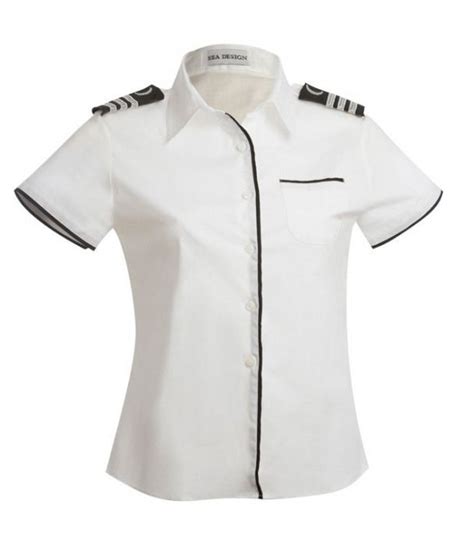 Ladies White Ella Pilot Shirtblouse With Black Edge Detailing Picture