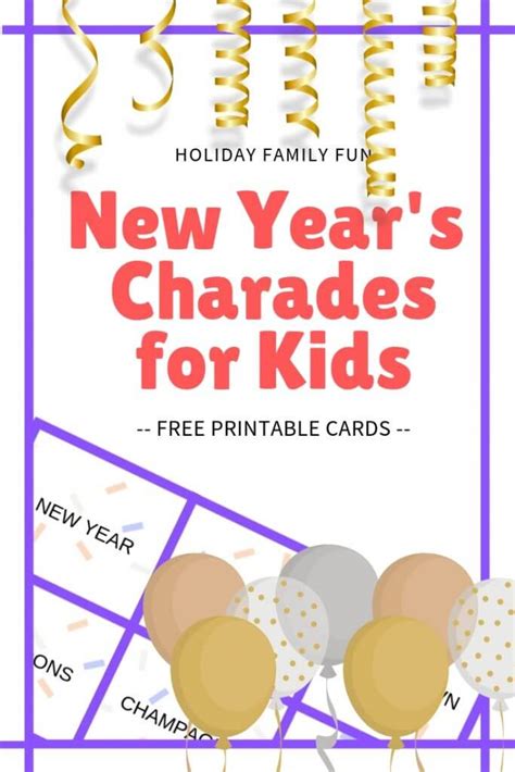 New Years Eve Charades With Kids Free Printable Cards