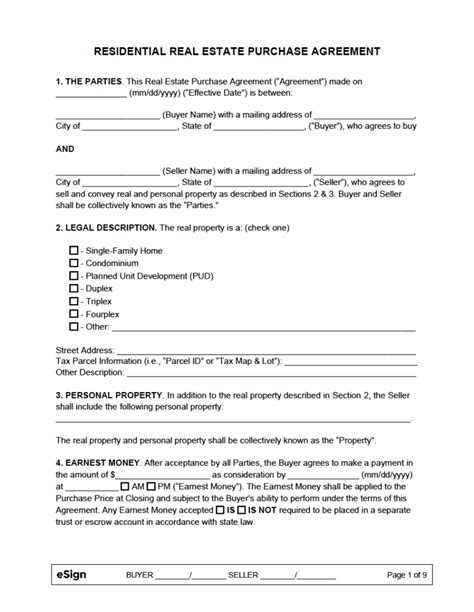 Free Purchase Agreement Templates Pdf Word