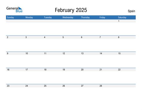 February 2025 Calendar With Spain Holidays