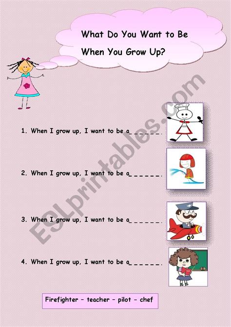 What Do You Want To Be When You Grow Up Esl Worksheet By Misstylady