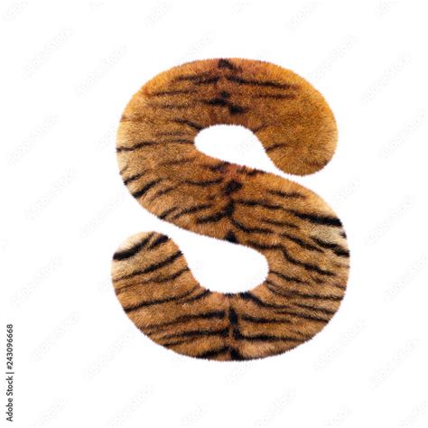 Ilustrace Tiger Letter S Uppercase 3d Feline Fur Font Suitable For