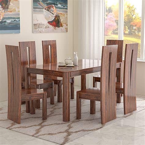Beringen Wooden 6 Seater Dining Table Set Decornation
