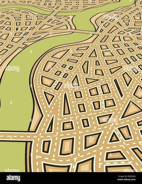 Angled Editable Vector Illustration Of A Generic Street Map With No