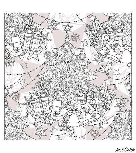 Arbre de noel zentangle  Noël  Coloriages difficiles pour adultes