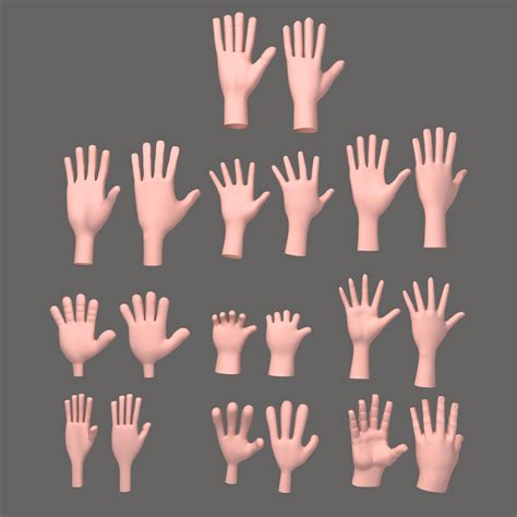 3d Model 10 Hands Cartoon Woman Cgtrader