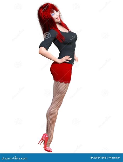 Japanese Secretary In Mini Skirt And Stocking Stock Illustration