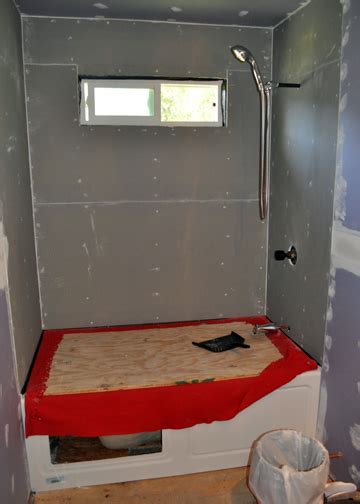 Coat the cement board with redgard or another waterproofing membrane to guard against water damage. kerstie pederson: DIY Bathroom Remodel Part 3